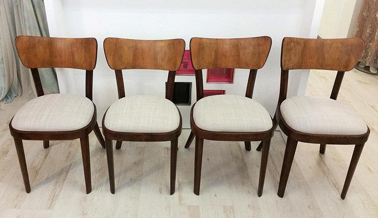 Židle Thonet - kompletní renovace, broušení, lakování, čalounění. Látka ROMO - kolekce  DUNE